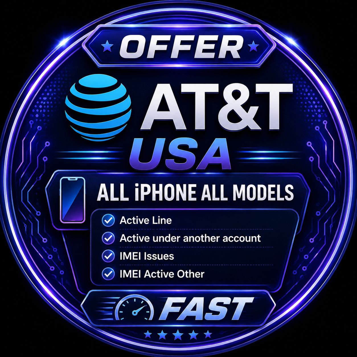 AT&T USA - All iPhone All Models (Active Line ,Active under another account, IMEI Issues,IMEI Active Other) FAST