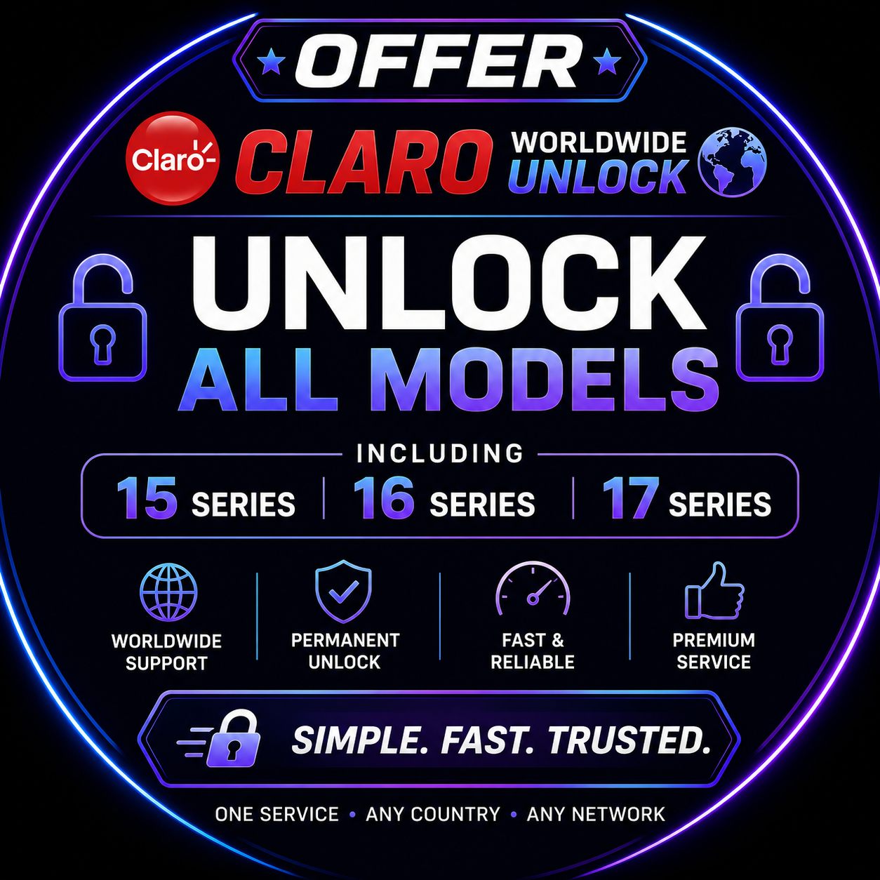 Claro Worldwide Unlock - iPhone 11 Series [Premium Service 100%]  (WRONG CARRIER NO REFUND) 