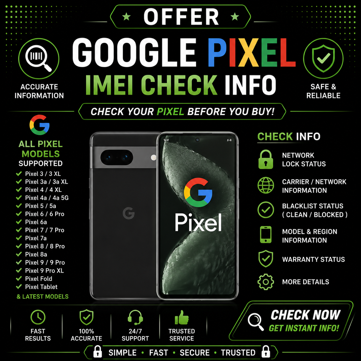 GOOGLE PIXEL IMEI CHECK INFO