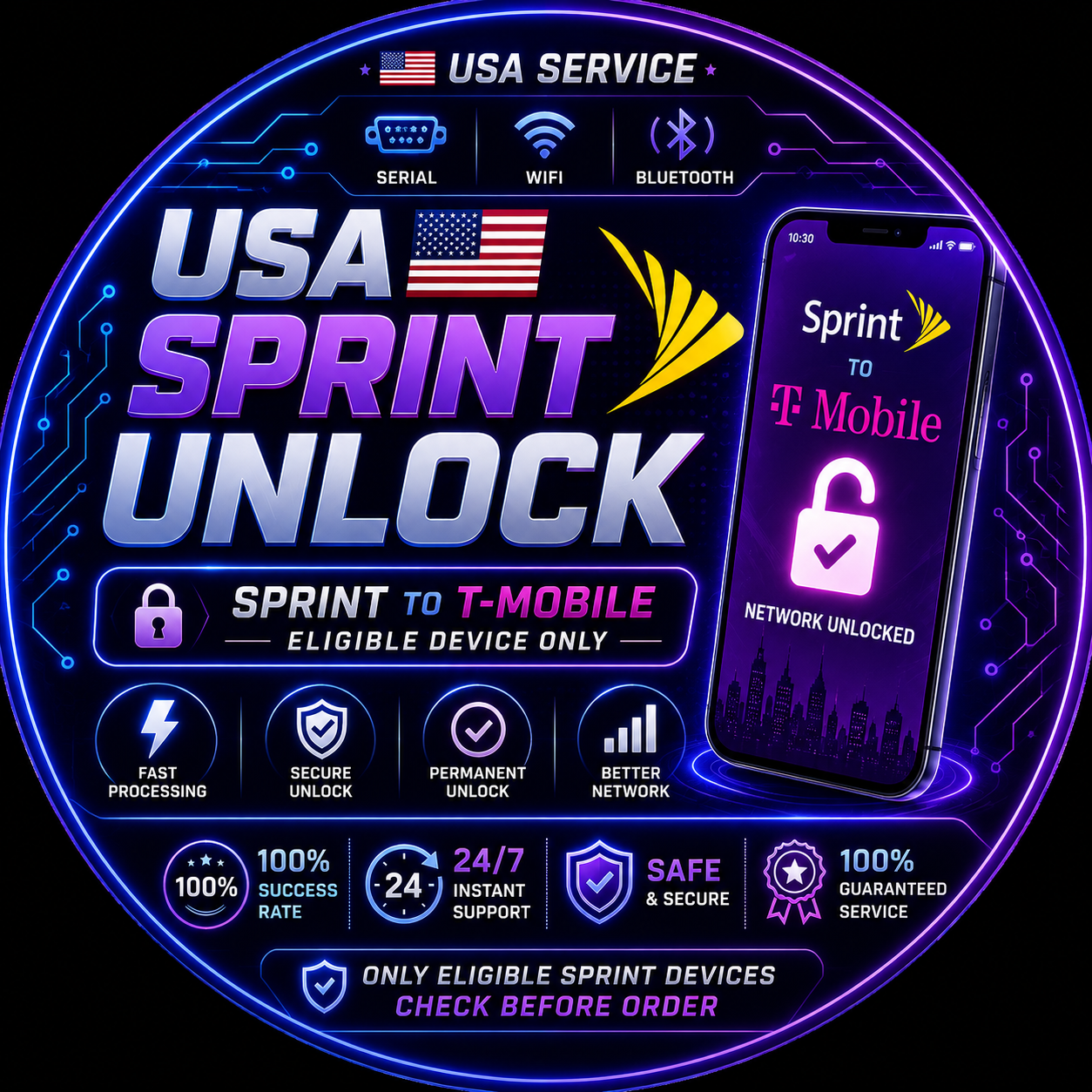 #1066 USA Sprint Unlock ( Sprint to T-Mobile  Eligible Device Only ) - iPhone 6S - XS Max [Clean Only] 100% Success 
