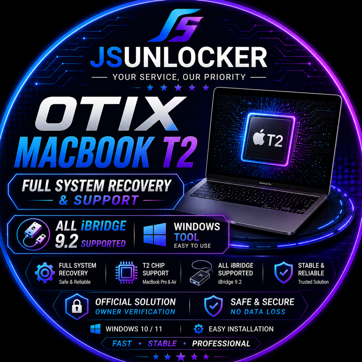 OTIX  MacBook T2 FULLY Unthered Bypass   All iBridge Support 9.2   Windows Tool