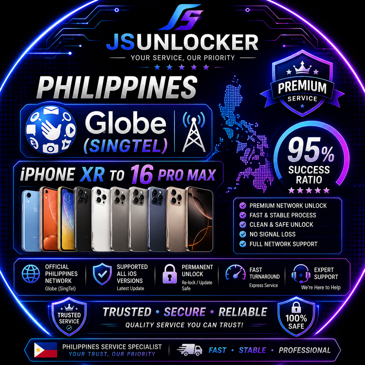 Philippines Globe (SingTel) iPhone XR to 16 Pro Max Premium [95% Success Ratio]