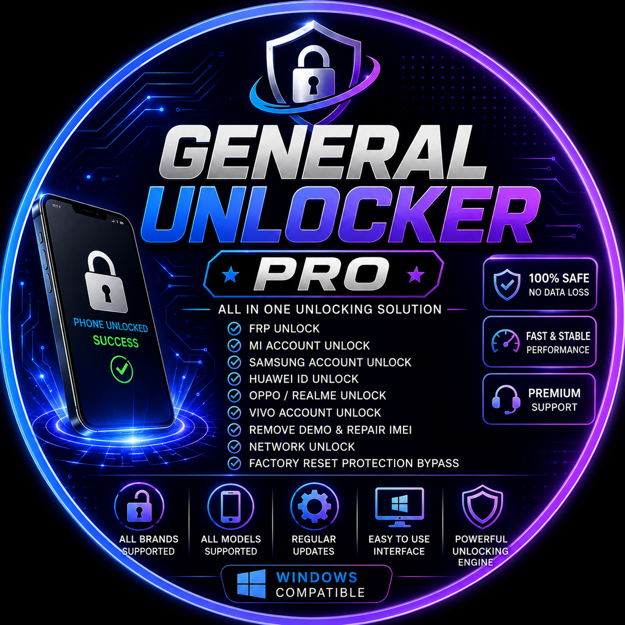 General Unlocker Pro [ Samsung  LG  Alcatel  TINNO  Google  Moto ] unlock / repair / Frp / change css /bypass T-token -[ new user ]
