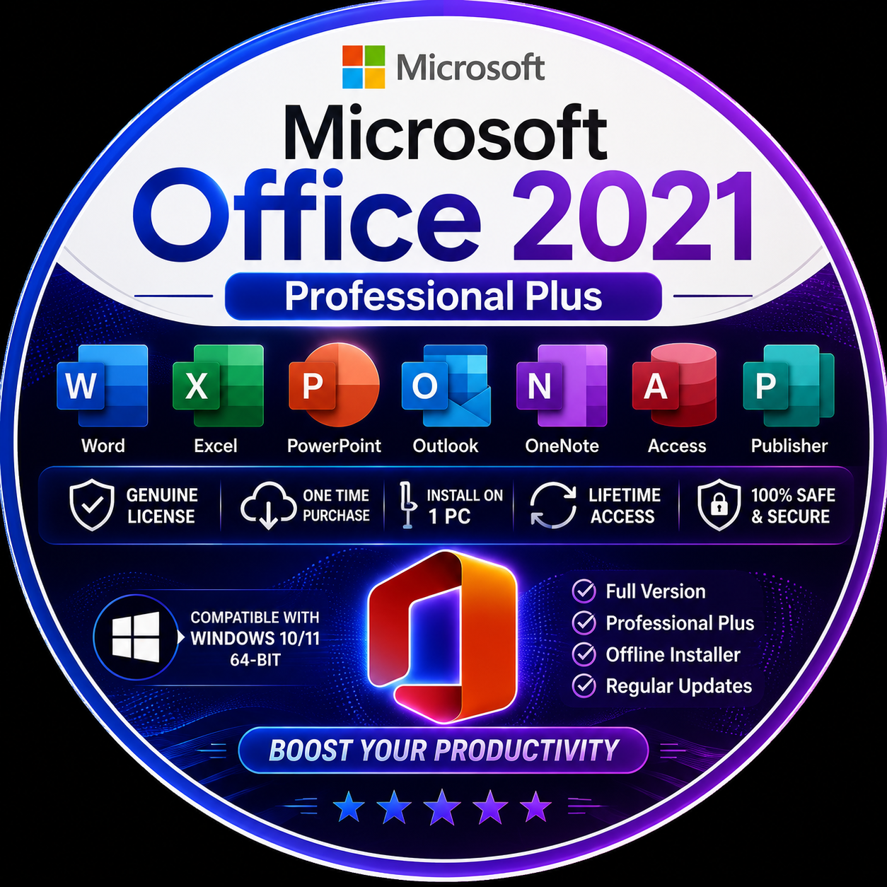 Microsoft Office 2021 Professional Plus - Genuine Bind License Key 1 PC Life Time  